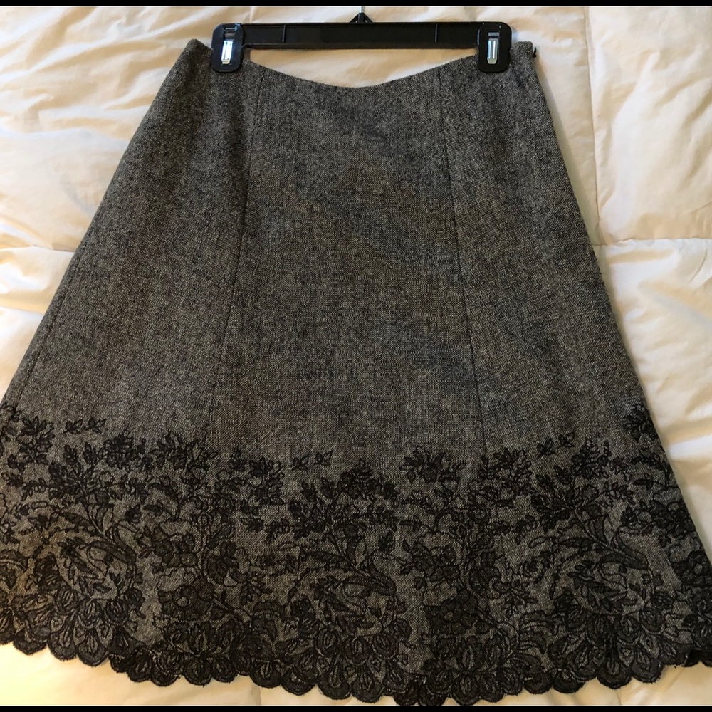 Ann Taylor Lace Edged Wool Skirt - 4